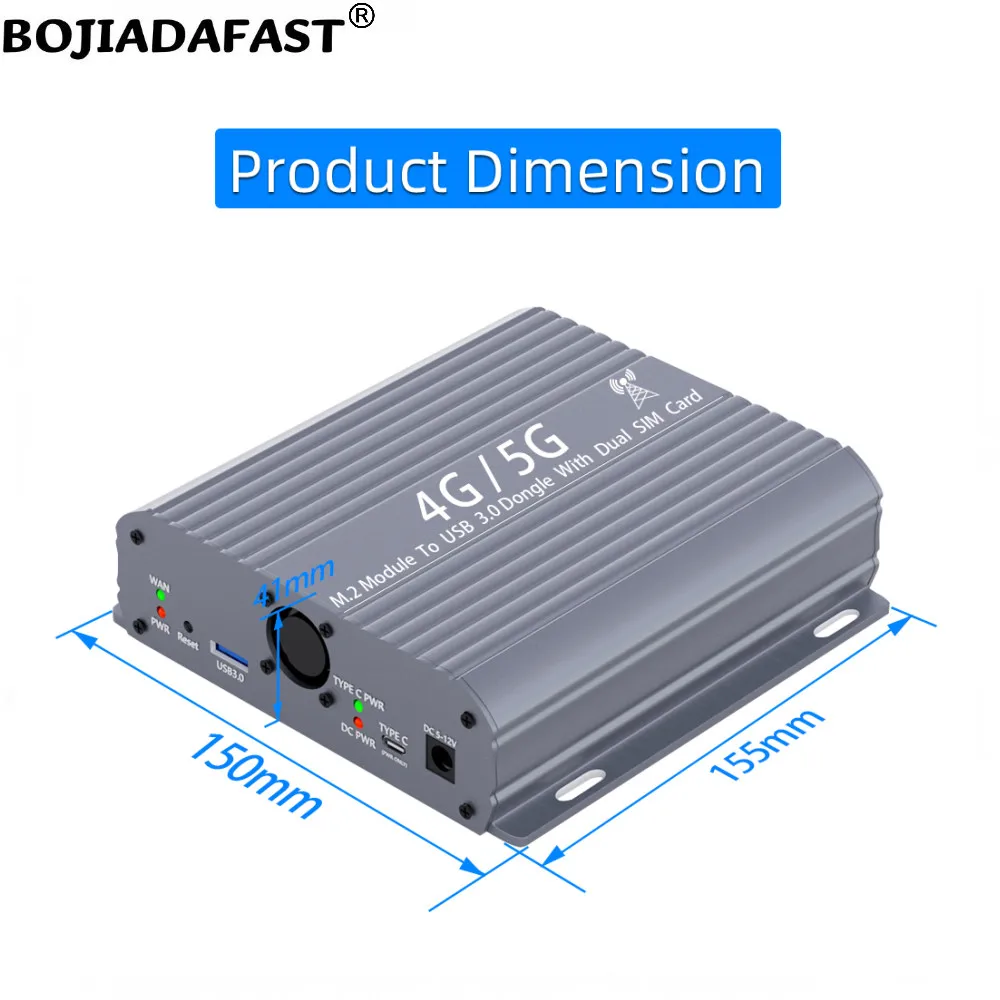 USB 3.0 Connector NGFF M.2 B-Key Wireless Adapter 2 SIM Card Slot 6 Antennas Protection Case + Fans For 4G 5G WWAN Module Modem