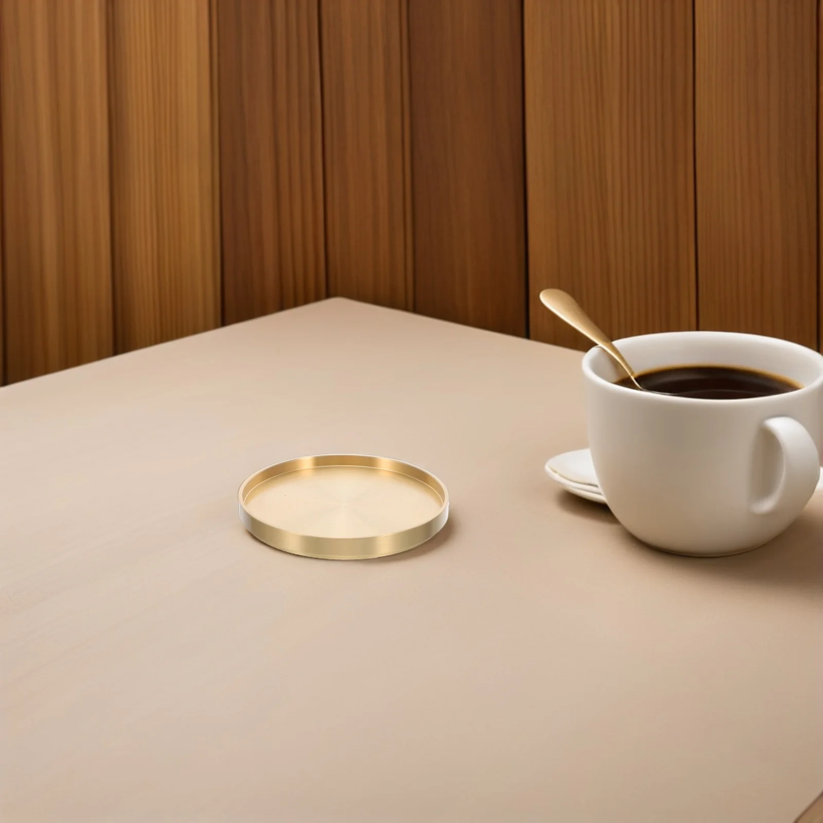 

5pcs Copper Coaster Retro Tea Cup Saucers Decorative Coffee Mug Holder Modern Beverage Coasters For Home Hotel Office