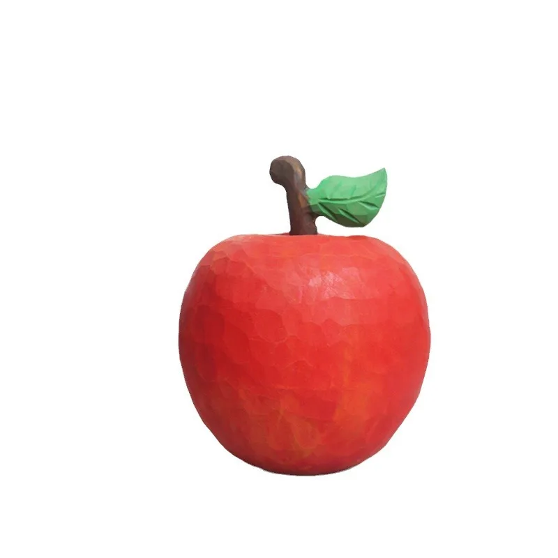Creative Wood Carved Apple Ornament Blessing Peace Christmas Gift For Friends Home Decor
