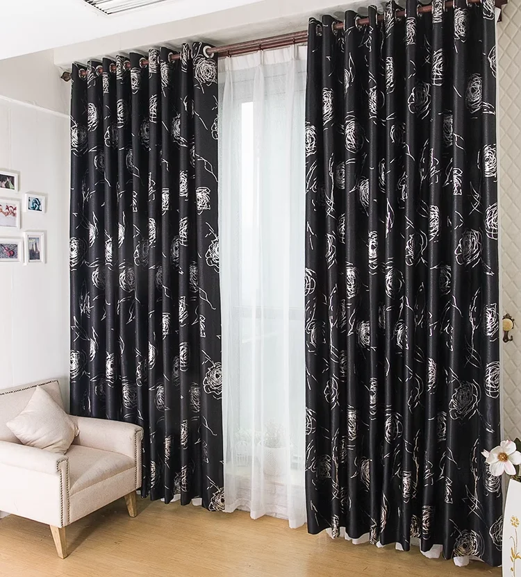 

MYRU Красивая черно-серебряная занавеска для гостиной Черная занавеска для спальни