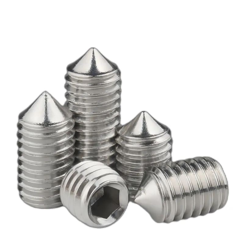 Hexagon Socket Set Screws Cone Point Grub Screw M2 M2.5 M3 M4 M5 M6 M8 M10 M12 304 Stainless Steel Allen Head Hex Socket Screw