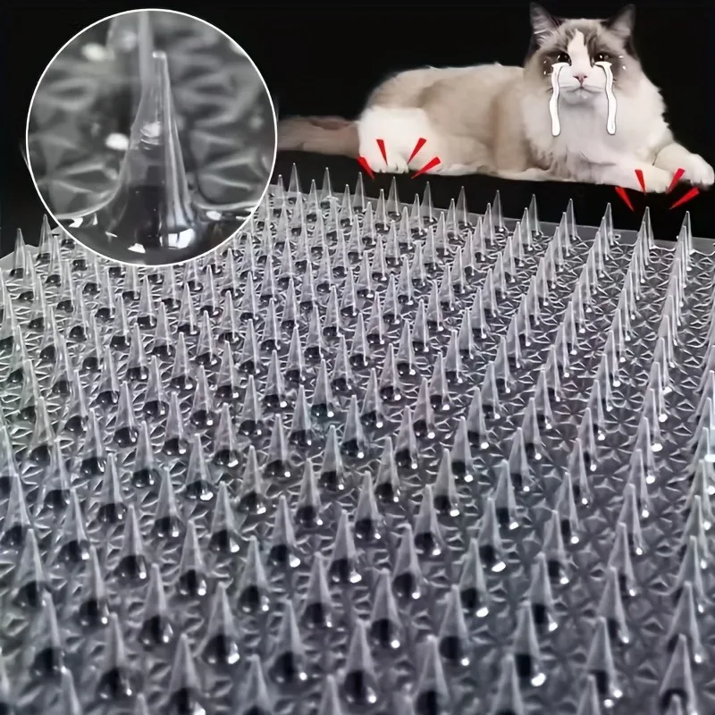 4/8/12 Stück Katzenabwehrmatte aus Kunststoff mit Spikes, Anti-Grab-Streifen, wetterbeständige Spikematte, Anti-Katzen-Krabbelmatte – Detail 7