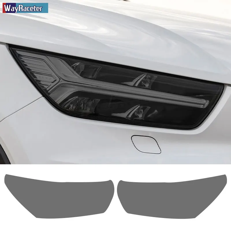 

2 Pcs Car Headlight Protective Film Front Light Transparent Smoke Black TPU Sticker For Volvo XC40 2022 2021 2018-On Accessories