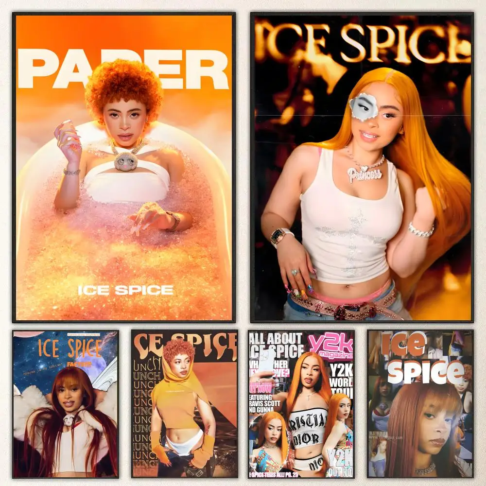 Rapper Ice Spice Poster High-definition  poster stickers, suitable for bedroom, living room, home decoration