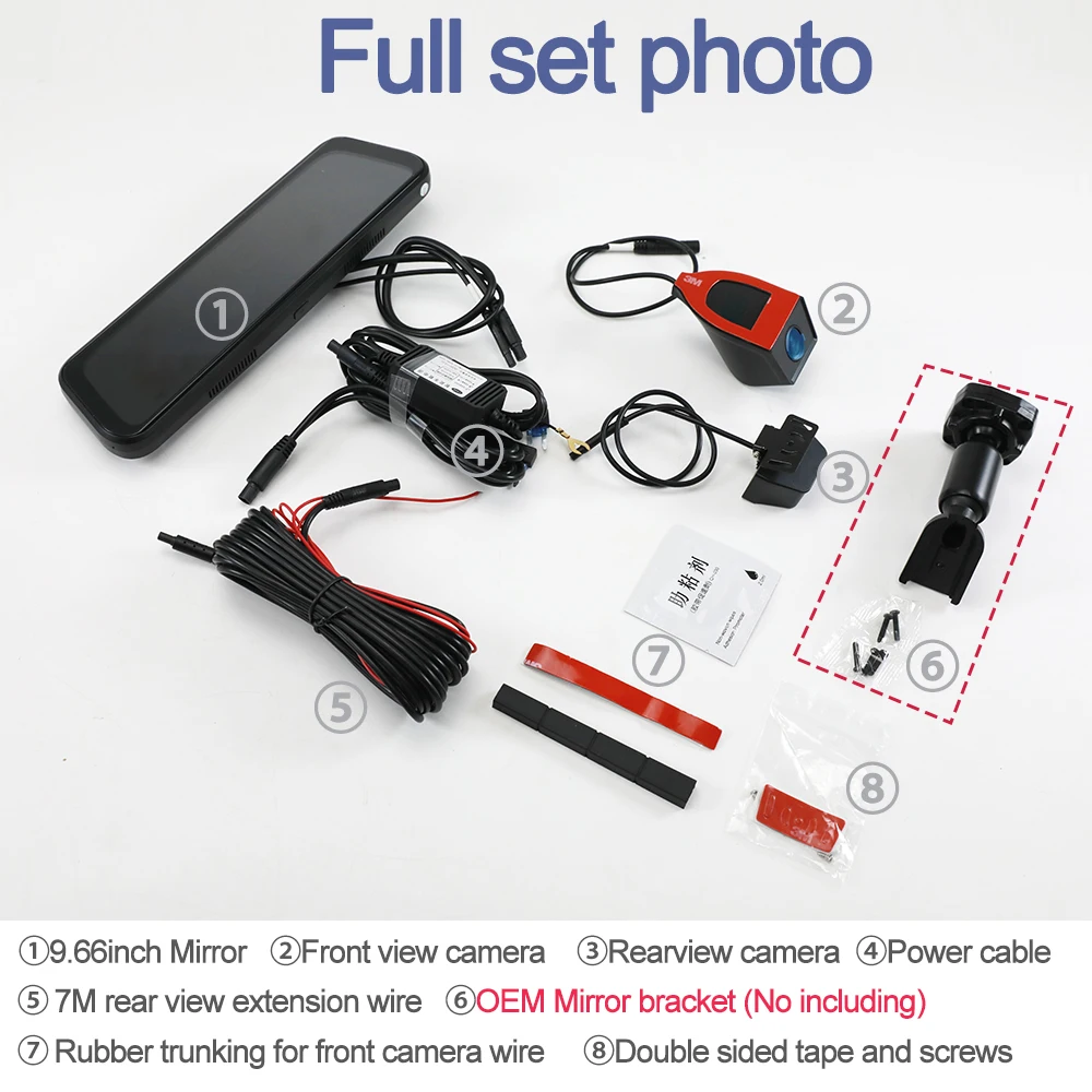 Carsanbo 9.66 inci 2K IPS Layar Sentuh Penuh Monitor Cermin Belakang Dengan Kamera Depan 4K Kamera Belakang 1080P Mengemudi Aman