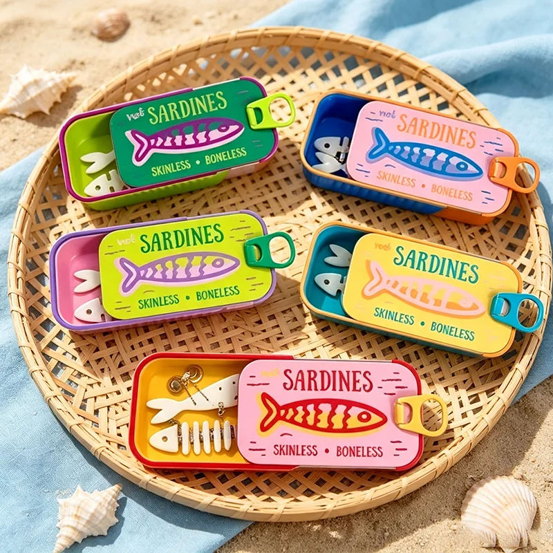 Sardines Can Storage Box 3D Printing Push-pull Necklace Jewelry Box Home Multicolor Mini Portable Crafts Decorative Gifts