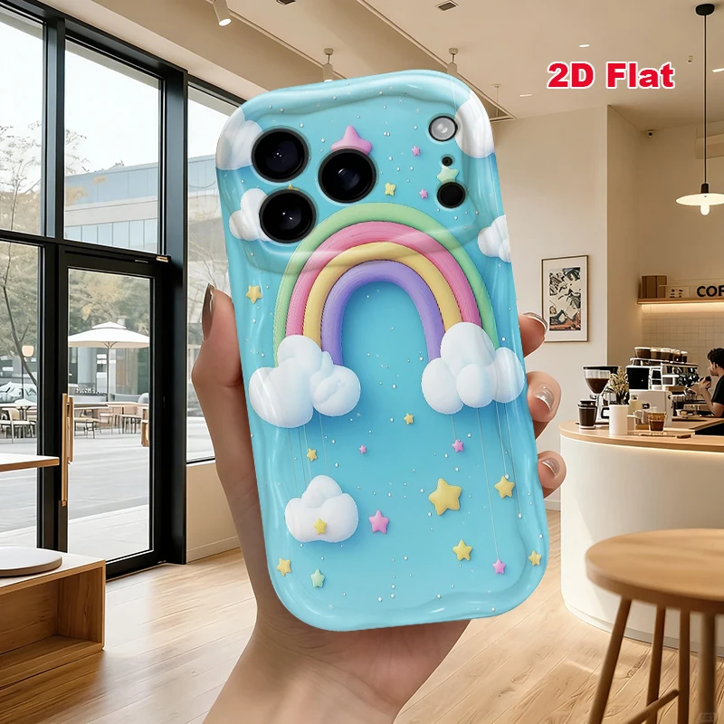 2D Flat Soft Silicone Phone Case For iPhone 17 Pro Max 16 18 Pro 13 11 15 14 Plus 12 17 16E 17Promax Shockproof Transparent Funda Cover