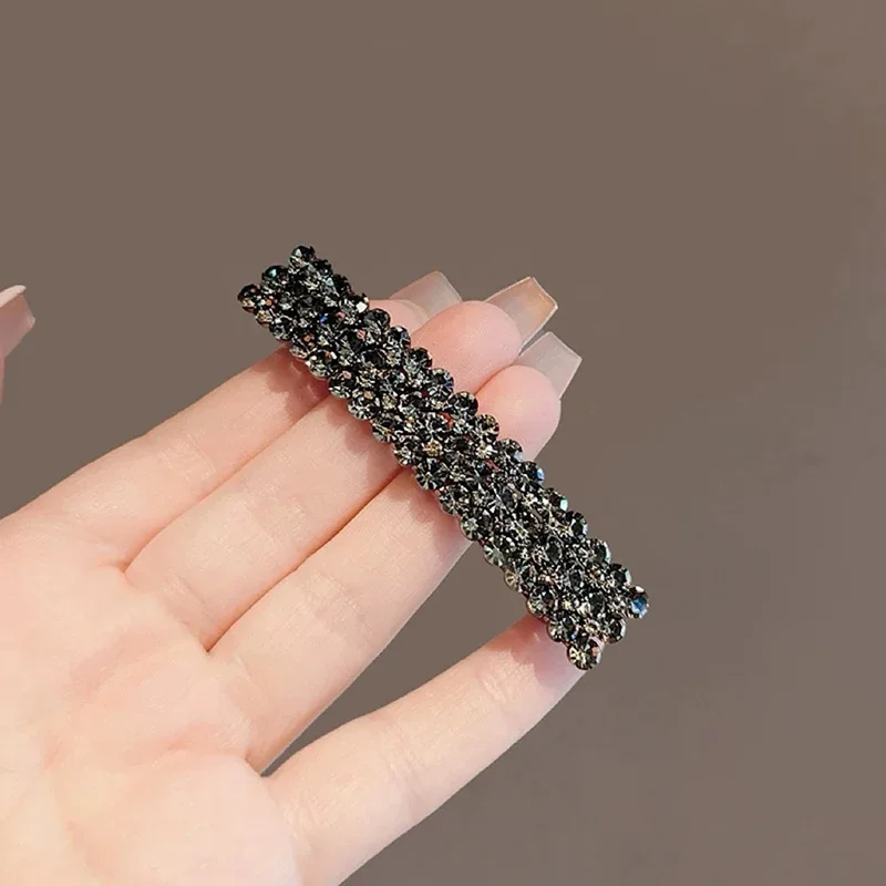 Exquisite Strasssteine, geometrisch, Ein-Wort-Federclip, hochwertige Damen-Haarspange für den Hinterkopf, halbgebundene Haarspange, koreanischer Haarschmuck