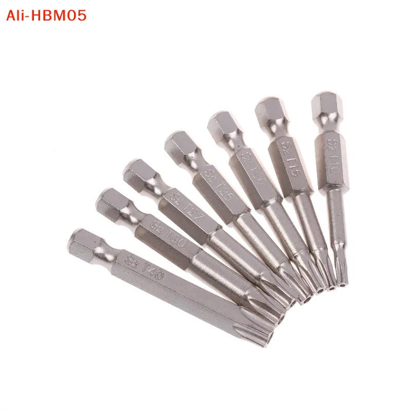 (HB05)7 Pcs S2 Magnetic Star Screw Driver 5 Point Screwdriver Bits 50mm 1/4