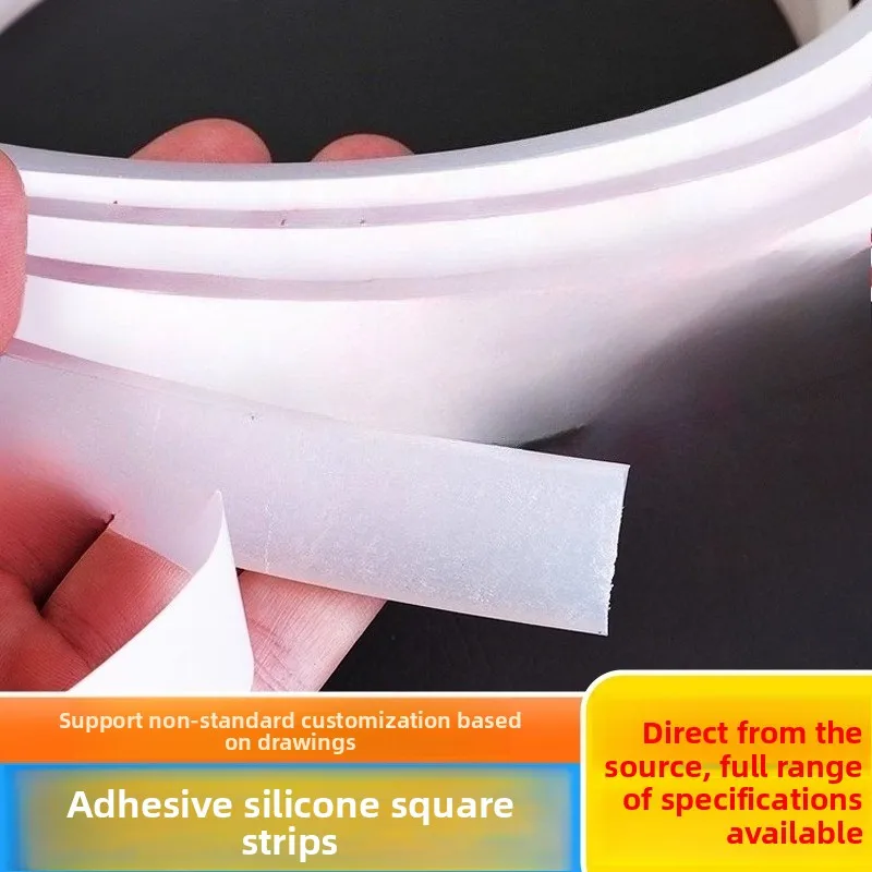 Silicone Strip with Adhesive Back High-Temp Resistant Sealing Anti-Slip Waterproof Frost-Resistant Solid Strip