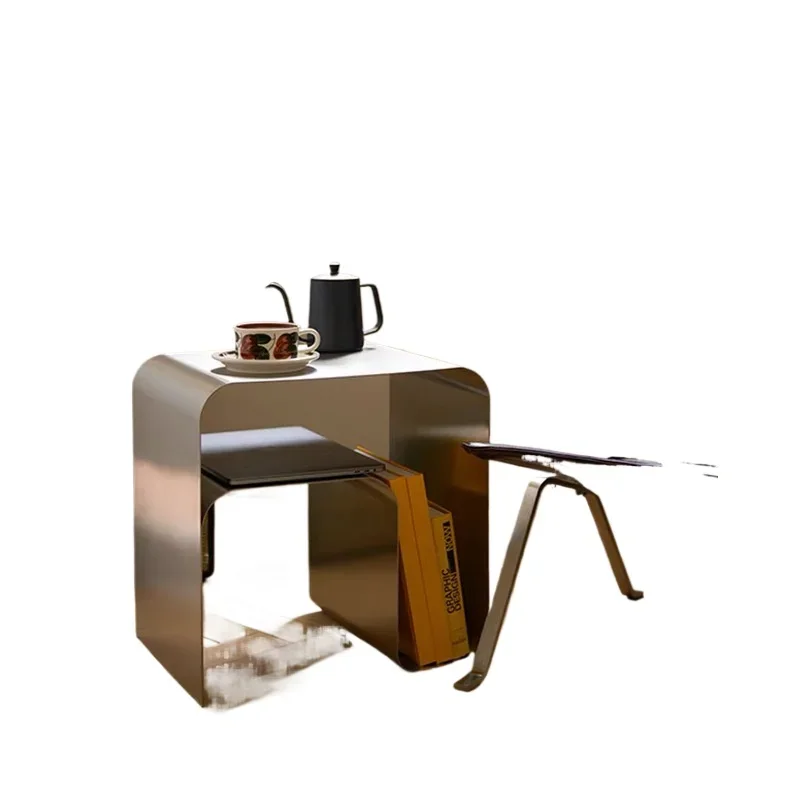 

Минималистичный прикроватный столик из нержавеющей стали