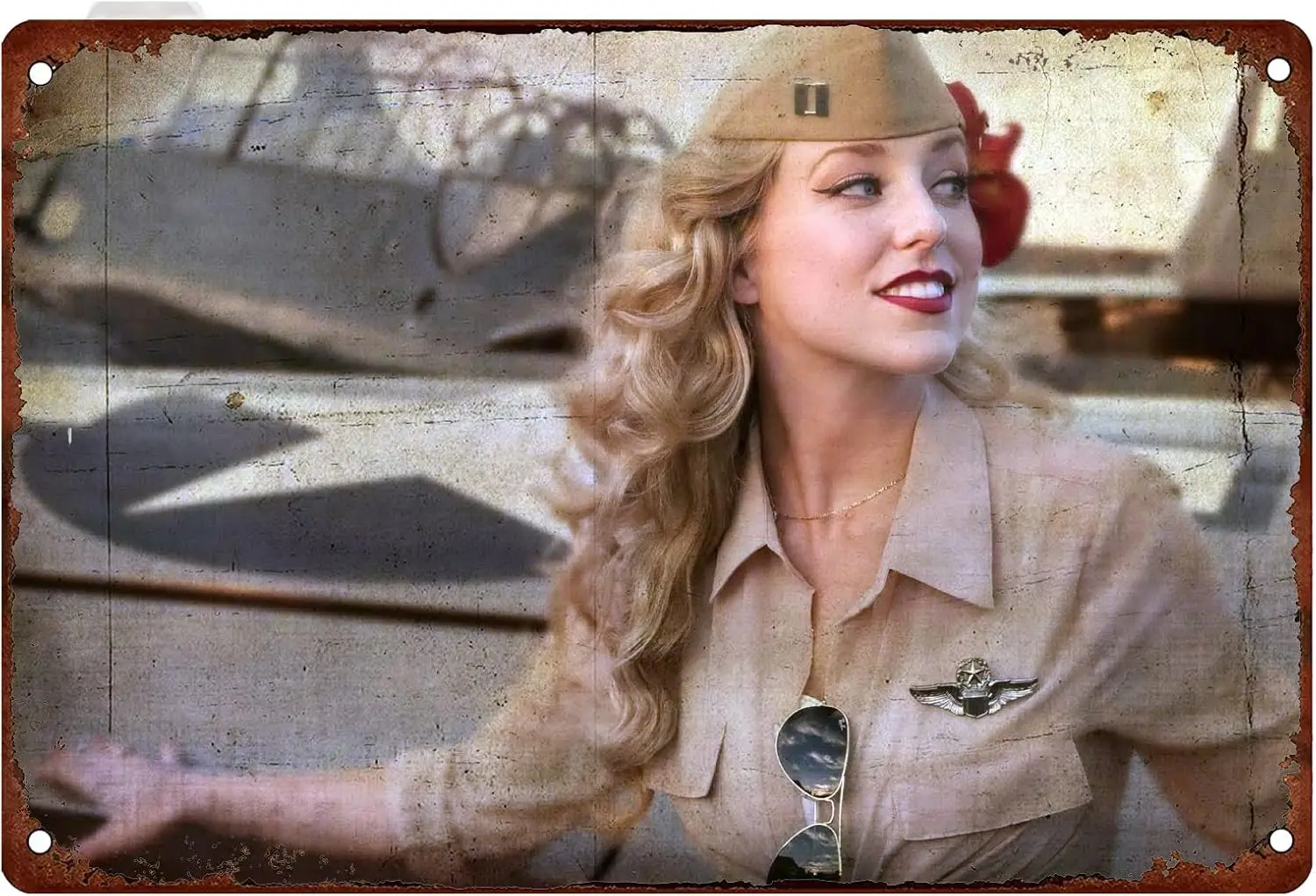 Sexy Hot Girl Metal Signs Vintage Tin Signs Pin Up Girl Military Man Cave Decor Beautiful Female Soldier World War Poster Retro