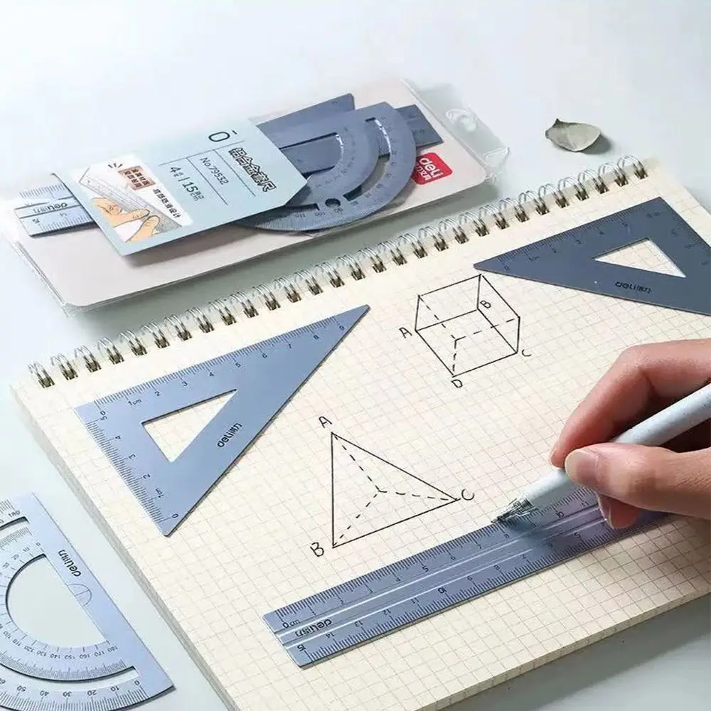 Portable Students Straightedge Triangle Ruler Geometry Examination Stationery Metal Rulers Aluminium Ruler Set School Supplies