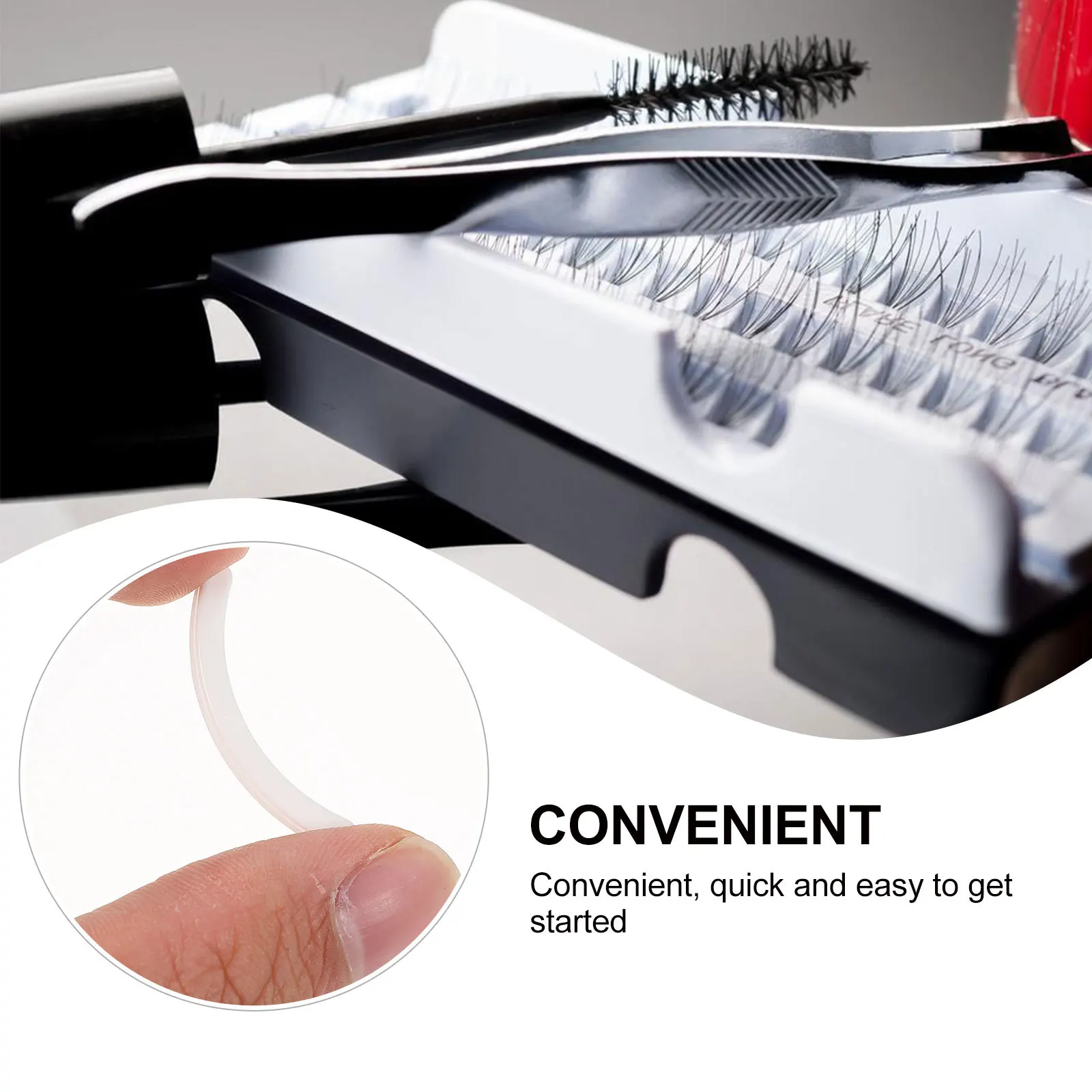 10個のつけまつげディスプレイストリップ、エクステンション用ラッシュホルダー、お手入れ簡単、ポータブルで快適なピックアップツール付き