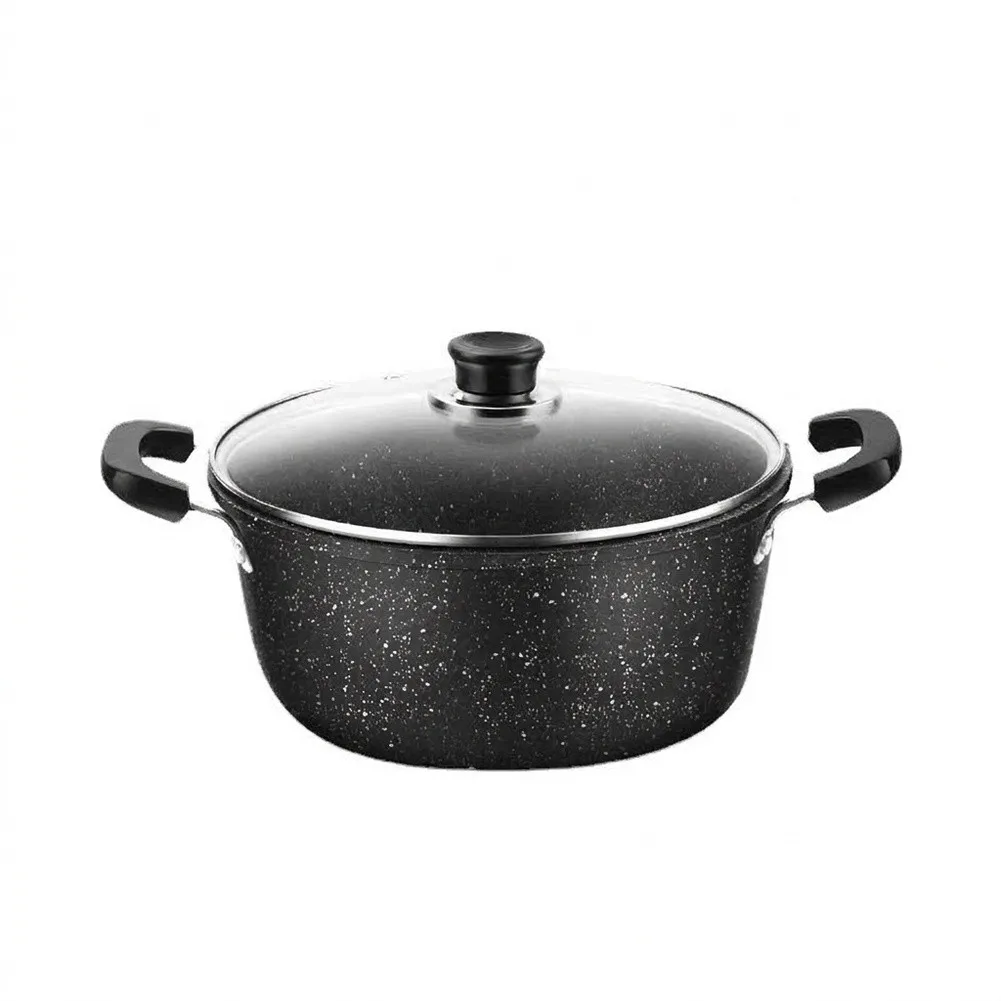 Flat-Bottomed Metal Pot with Heat-Blocking Side Grips for Safe Handling During For Stew Bone Soup and Ingredient Cooking