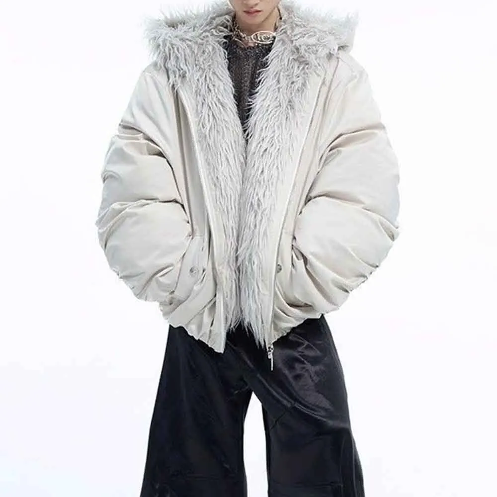 

Новая зимняя мужская однотонная хлопковая куртка с длинными рукавами в американском стиле ретро, модный свободный повседневный нишевый мужской топ High Street