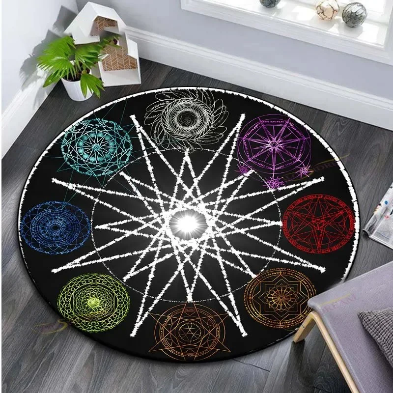 

Whimsical Magic Circle Round Rug – Soft Cartoon-Style Floor Mat for Bedroom, Dining Room & Living Room