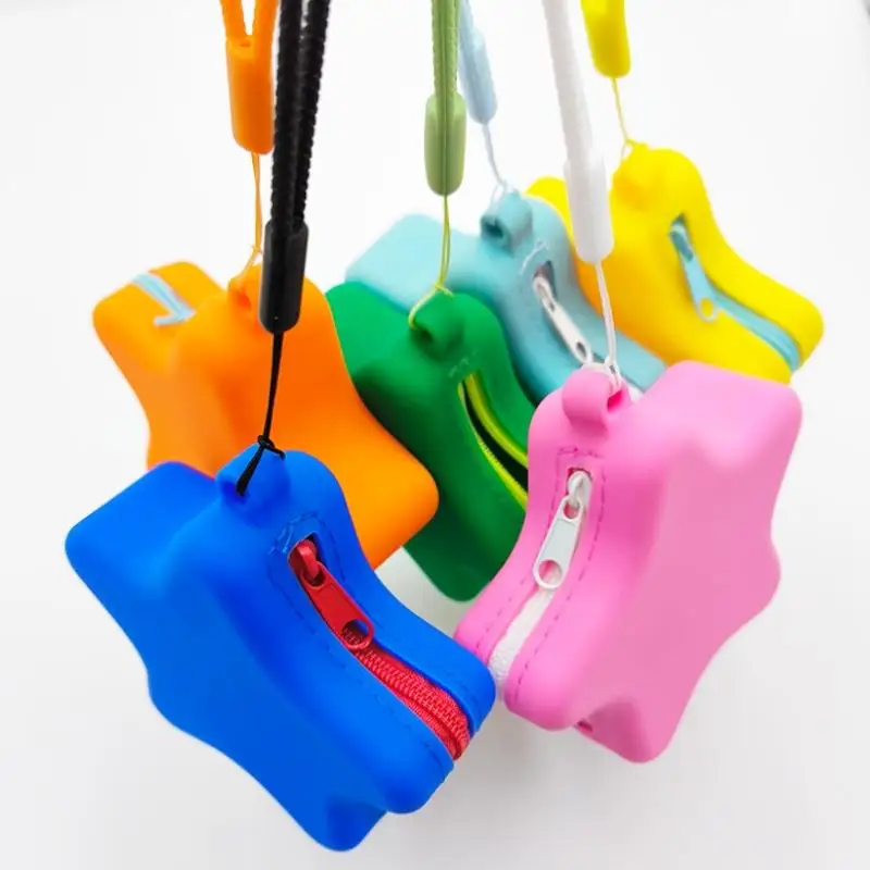 Portable Starfish Silicone Coin Purse With Zipper Versatile For Earphones Cosmetics