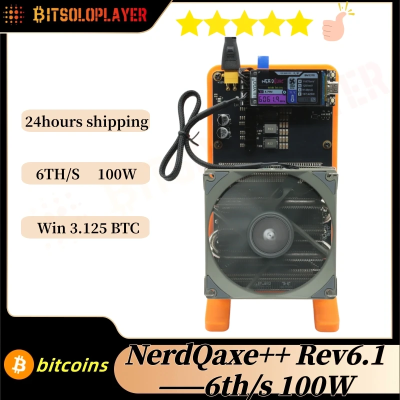Bitcion miner NerdQaxe++ Rev 6.1 6TH/s 120W BTC mining machine  BM1370 chip Sha-256 algorithm and power supply