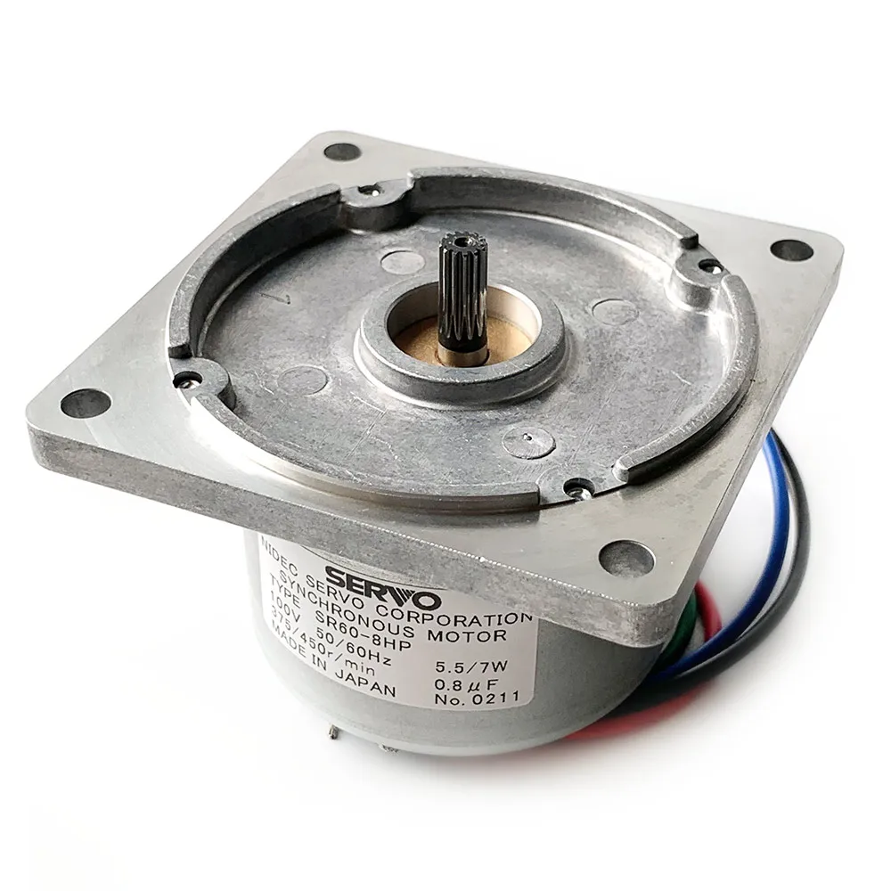 Japan Nidec Servo SR60-8HP 100V 50/60Hz  Small AC Synchronous Mo tor With Pinion Shaft (5.5/7W 375/450r/min)