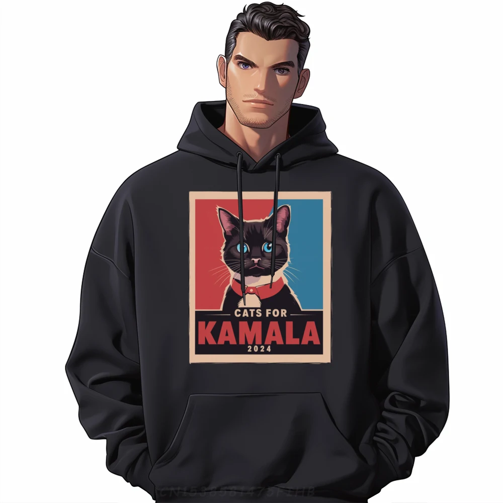 Funny Political Cats for Kamala Streetwear Men Casual Everyday Men's Clothing Men Christmas Sweater Long Sleeve