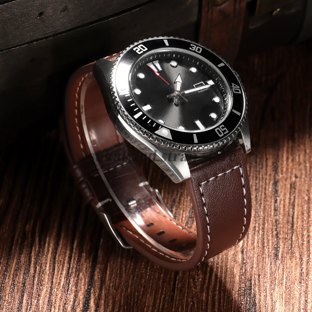 Коричневый кожаный ремешок для часов 20 мм 22 мм для Seiko для Omega, универсальный женский и мужской быстросъемный браслет из воловьей кожи