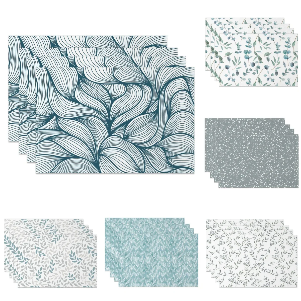 1PC Modern Minimalist Table Mats Fresh Leaf Branch Pattern Natural Style Waterproof HeatResistant for Dining Kitchen Decor