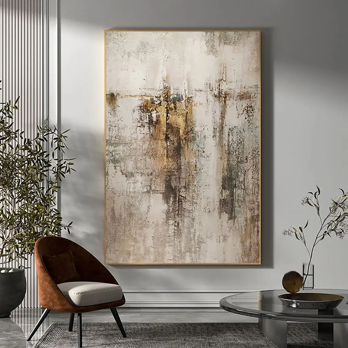 

Large Handmade Beige Gold Brown Abstract Art Painting For Living Room Beige Grey Painting Scandinavian Wall Art Home Decoration