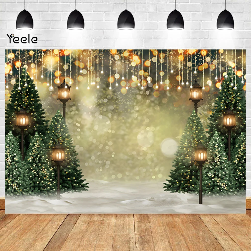 Christmas Background Photography 2024 Forest Snow Lights Christmas Tree Children Home Party Backdrop Decor Photographer Props