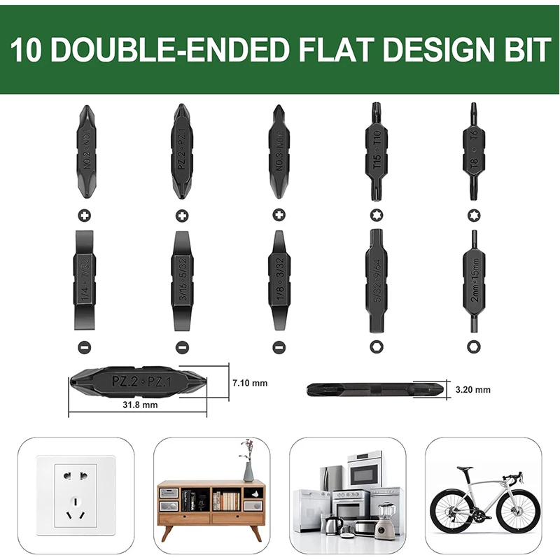Nextool conjunto de bits de chave de fenda de ponta dupla para ferramenta de bolso e1/capitão emblemático multi ferramenta durável aço s2 reparo doméstico