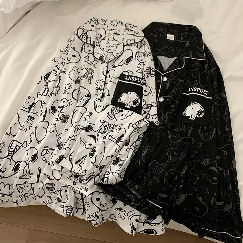 Snoopy men's and women's Korean style personalized creative cartoon print soft, comfortable and skin-friendly home wear set