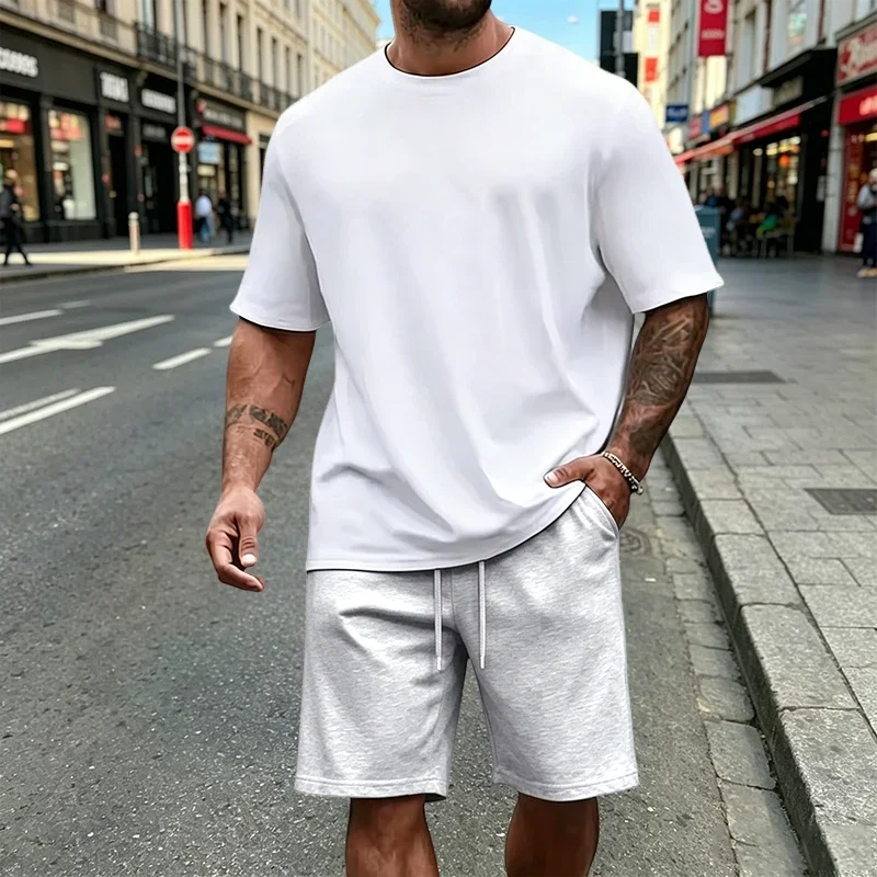 Herren T-Shirt Set Lässige O-Ausschnitt Tees Trainingsanzug 2026 Sport Jogging Herrenbekleidung Sommer Mode Mix and Match Kurzarm Shorts