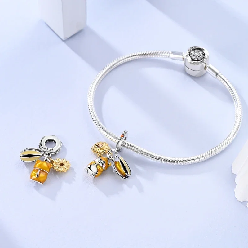 

Charms Silver 925 Yellow Hamster Sunflower Seed Beads Fit Charms Plata 925 Original Bracelet Beads Women Jewellery Making Diy