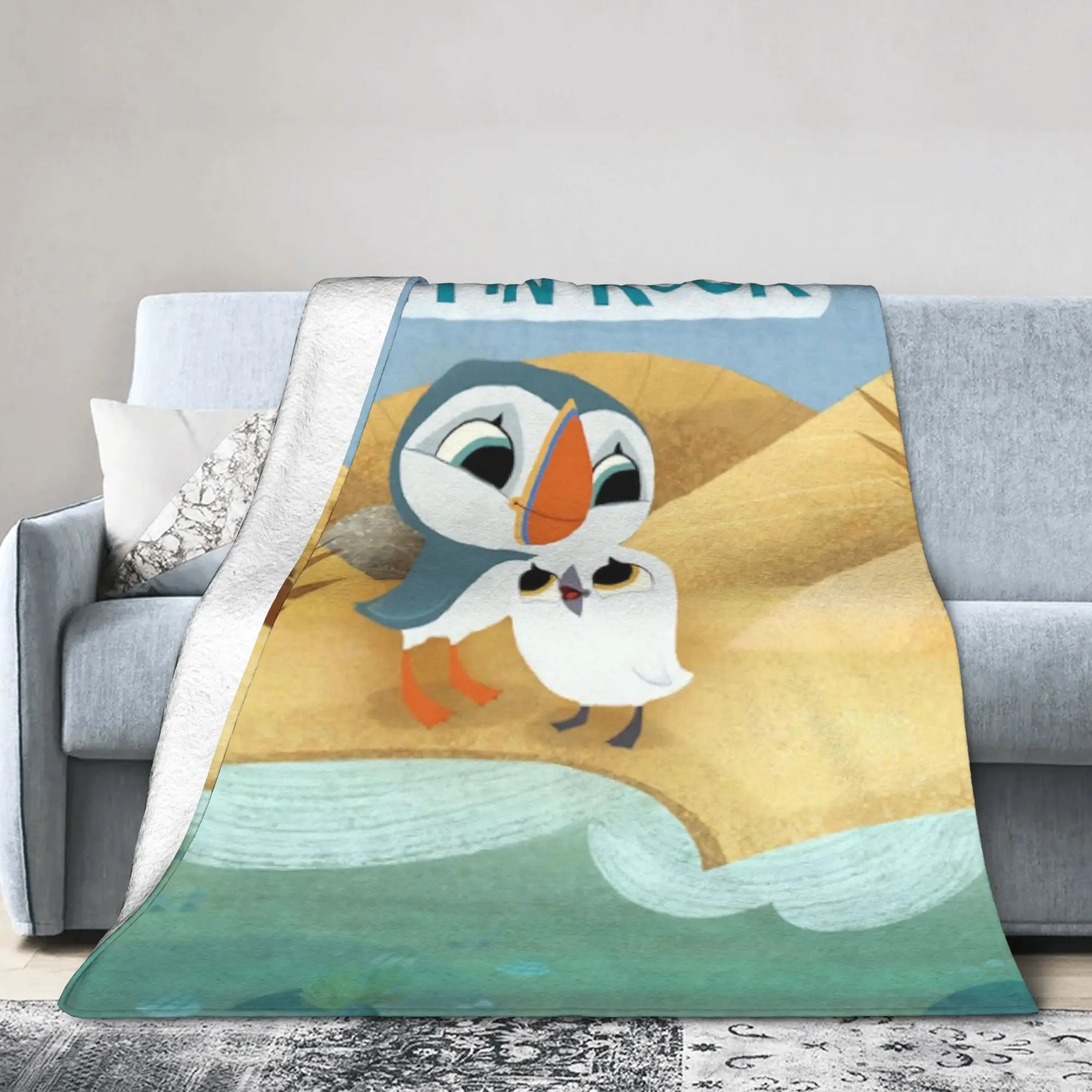 Puffin Rock Oona Baba Blanket Flannel Decoration Cartoon TV Watercolor Multi-function Super Soft Throw Blankets for Office