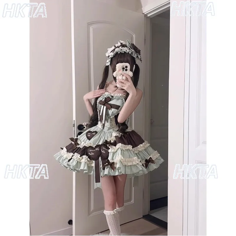 Robe courte Lolita pour filles, Jsk, gilet à manches longues, nœud en dentelle, Cosplay d'anniversaire, robes de princesse Slim, robe de bal pour femmes