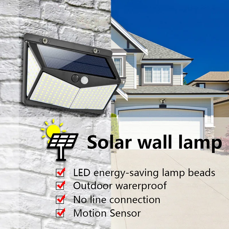 The Pop 208 LED Solar Light Outdoors Motion Sensor Wall Light Garden Pathway Street Lamp Waterproof  Solar Powered Floodlight