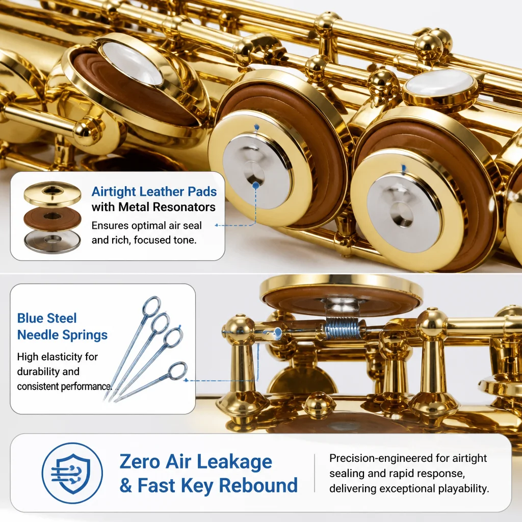 OEM ODM Custom Logo Bb Straight Soprano Saxophone High G Key Gold Lacquer Brass Body Private Label Wholesale Brand Owner