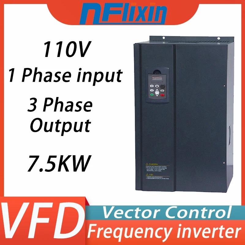 7.5KW 110V VFD 1phase to 3 phase output Variable Frequency Drive Motor Speed Control Inverter