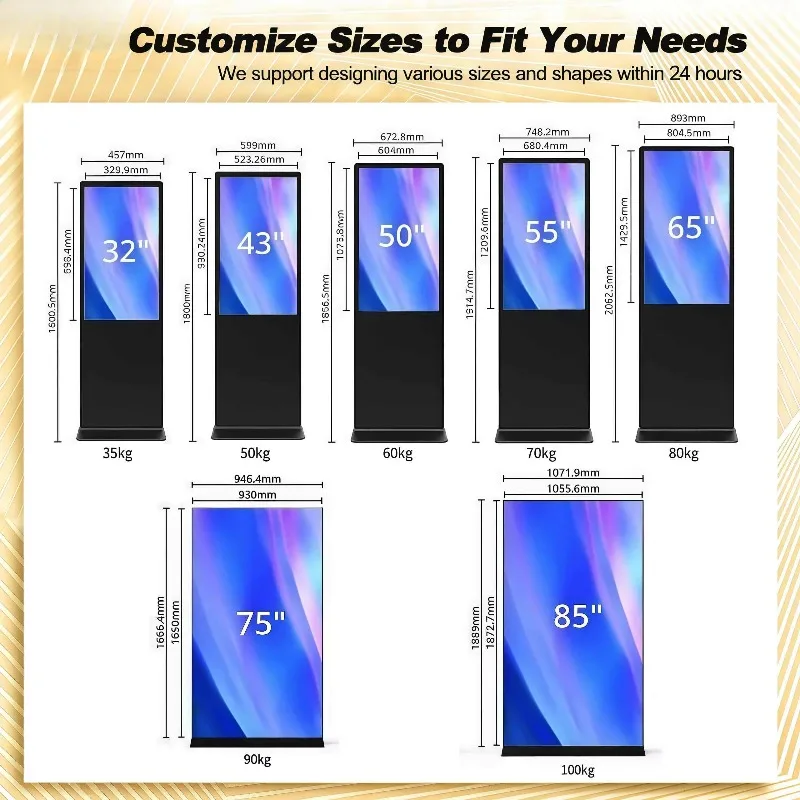 43 49 55 Inch Android NFC HD IPS Metal Glass Floor Stand Advertising Display Built-in CMS Digital Signage Machine view 3