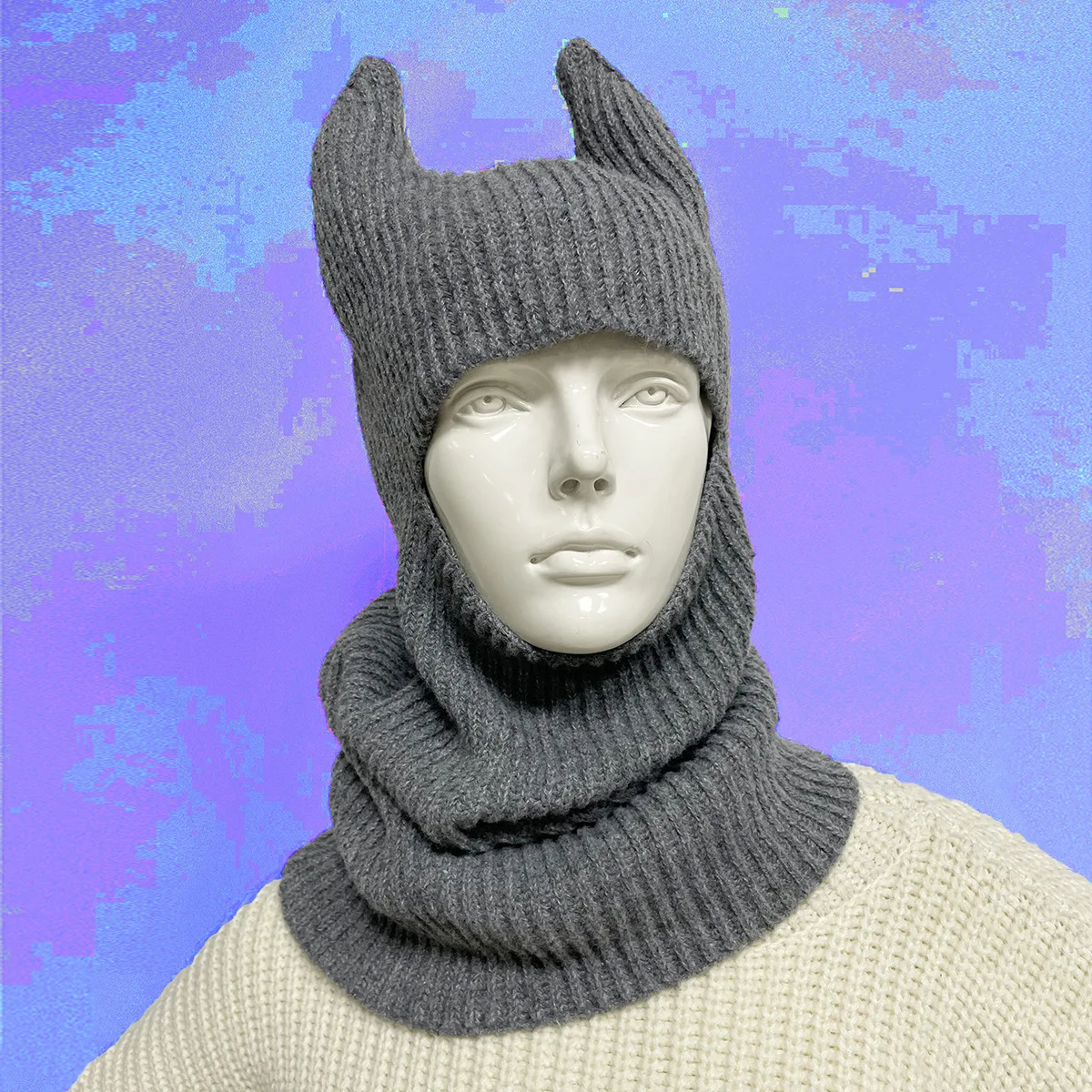 Cat Ear Bacquard knitted Cap For Women Warm Autumn and winter woolen trendy Skullies Sharp Corner Beanies