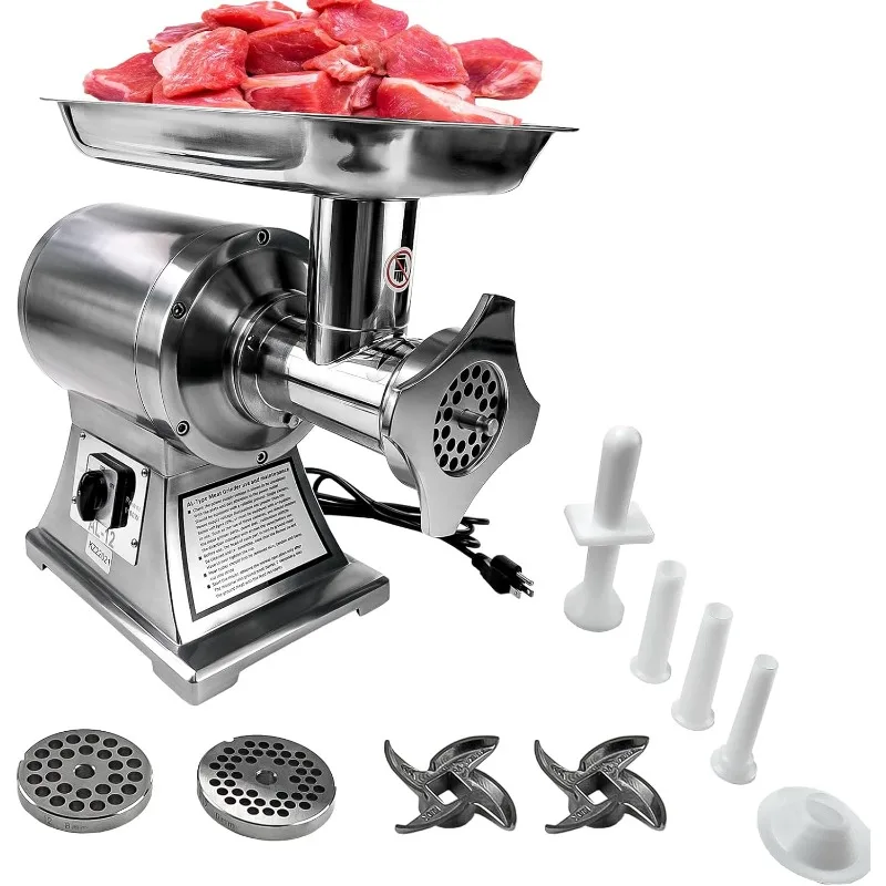 

1100W Commercial Meat Grinder,220V 550Lb/H Electric Meat Grinding Machine,Heavy Duty Industrial Meat Mincer Sausage Stuffer