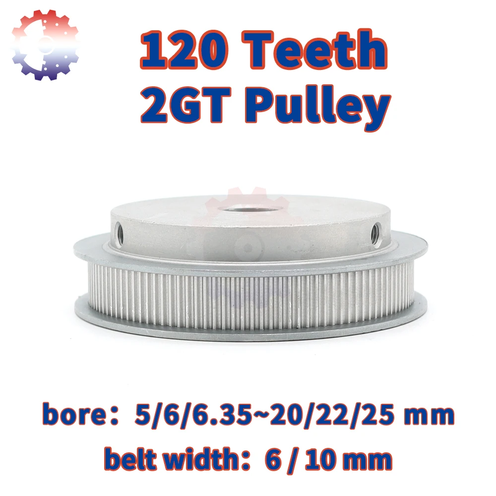 

120Teeth 2GT Timing Pulley 120 Teeth Bore 5/6/8/10~25mm Pulleys for Belt Width 6/10mm 120T 2M Synchronous Wheel GT2 Belt Pulley