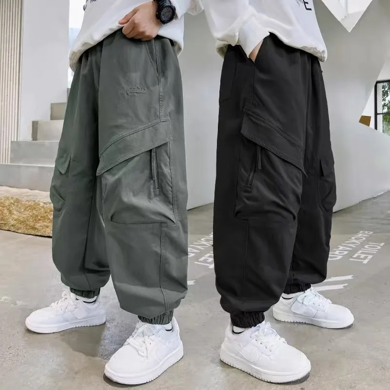 Kids Trousers Multiple Pockets Boy Cargo Pants Children Casual Sweatpants Spring Kids Sports Pants Children's Clothing New 2025