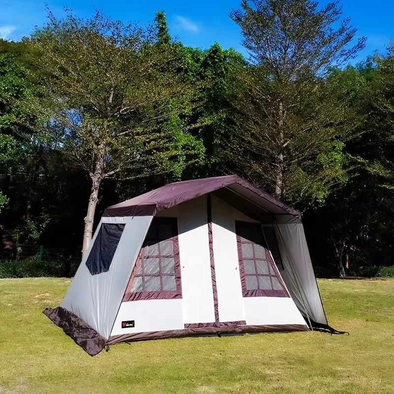 Outdoor Camping Portable Folding Park Picnic Camping Double Creek Oxford Cloth Four Seasons Steel Frame Tent Fast Delivery