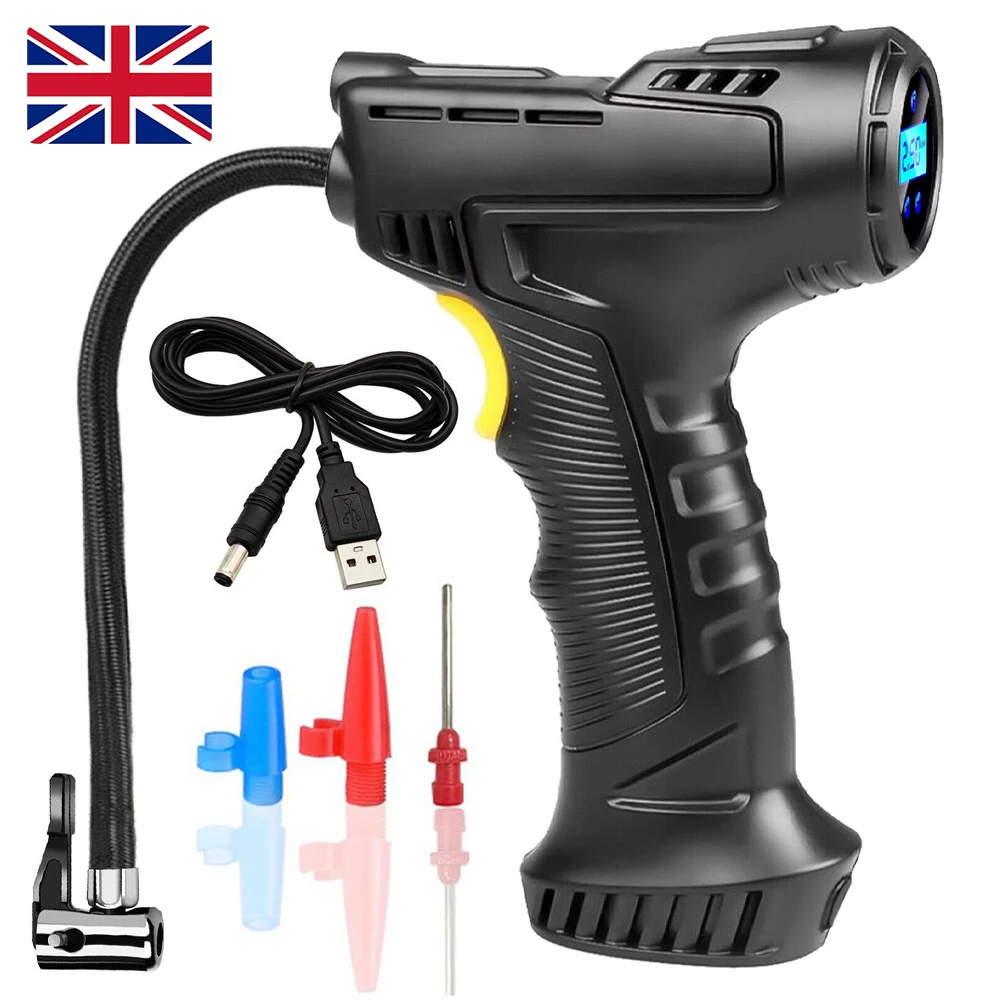 

Compresor de aire para coche, bomba inflable recargable inalámbrica/con cable de 120W, inflador Digital de neumáticos para bicic