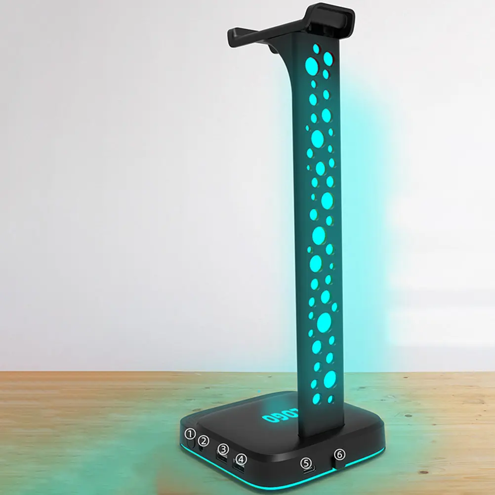 

Подставка для наушников с RGB-подсветкой и USB-зарядкой, держатель для полноразмерных наушников, настольный органайзер для игровых наушников