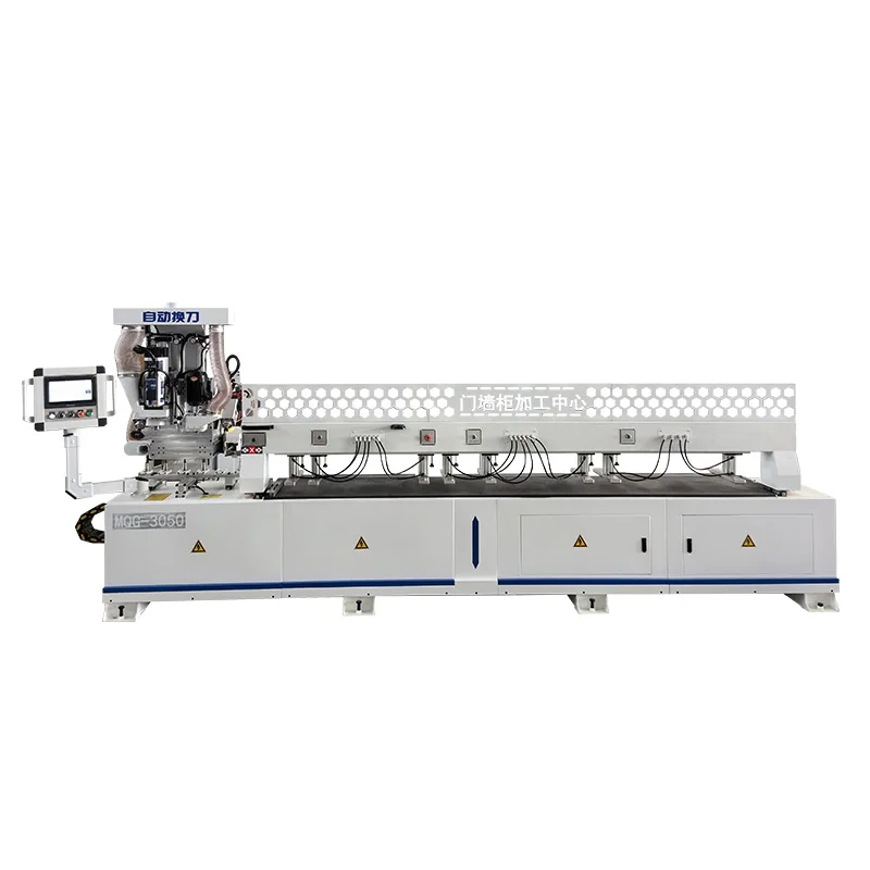 High-efficiency door wall and cabinet CNC processing center with 6 tool magazines for wardrobe door slotting and drilling