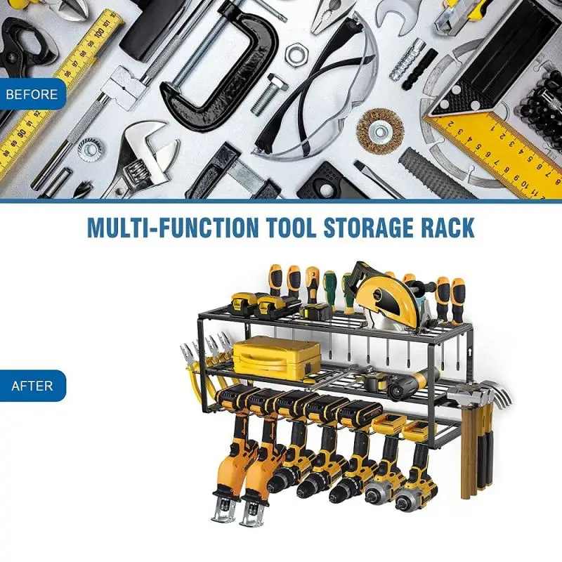 Rack de ferramentas elétricas, prateleiras de armazenamento de ferramentas resistentes, suporte de broca elétrica, montagem na parede, organizador de ferramentas, prateleira de ferramentas de garagem de oficina