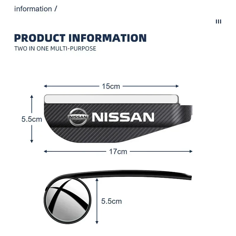 2pcs Car rearview mirror rain eyebrow small round mirror For Nissan X-trail Qashqai Note Juke Sentra Patrol Almera Navara Leaf