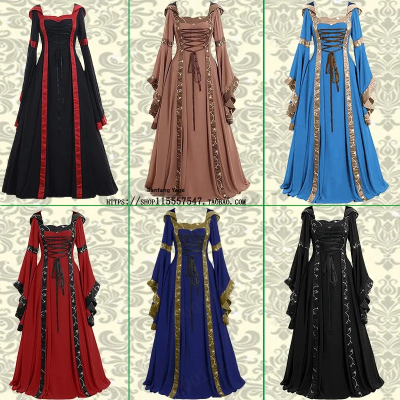 European Sle Retro Long Skirt loween Cosplay Costume Queen Or King Stage Performance Outfit Healthy Fabric Ladies Dr